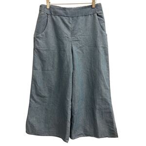Takara chambray wide-leg cropped pants sz M